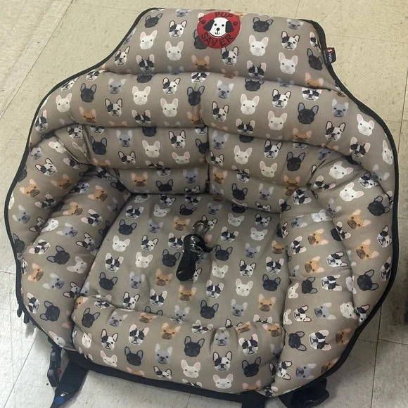 Pup Saver Crash Tested Dog Car seat with latch French Bulldog Frenchie Pattern - Picture 2 of 6